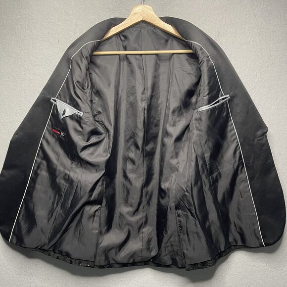 JF J.Ferrar Slim Fit 36 Regular Black Jacquard Tuxedo Blazer - Picture 6 of 8